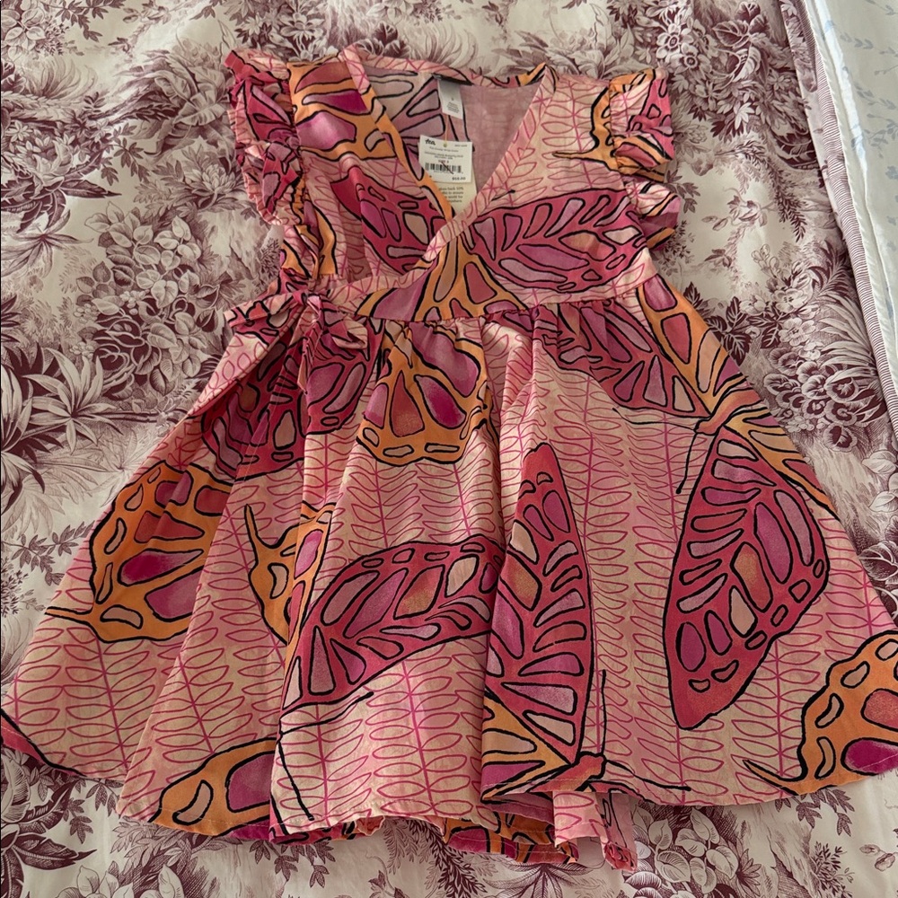 NWT Tea Collection Pink and Orange Patterned Dress